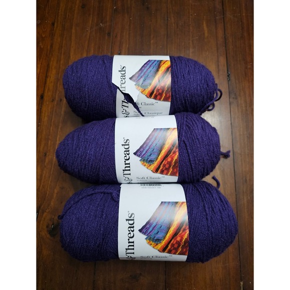 Loops & Threads Other - Loops & Threads Soft Classic Purple Mauve Acrylic Yarn 3 Skeins Lot 516 VS06